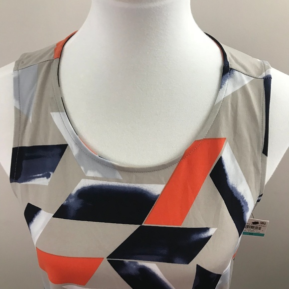 NEW Alfani Sleeveless Gray Geometric Print Blouse - Picture 2 of 8
